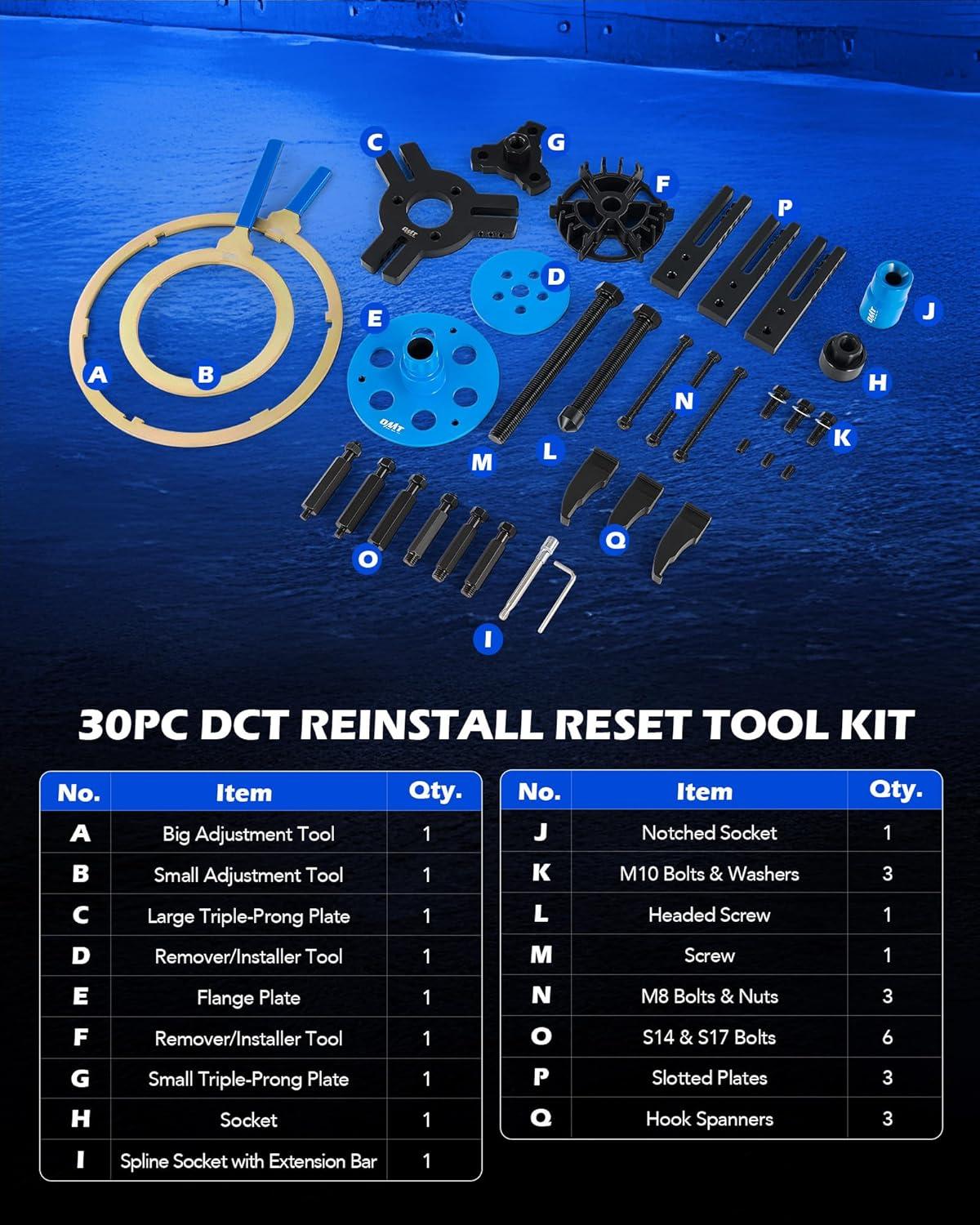 imageOrion Motor Tech Dual Clutch Transmission Remover Installer Tool Kit Compatible with Ford DPS6 DCT 30pc Heavy Dual Clutch Transmission Reinstall Reset Tool All in One Clutch Tool KitRemover and Installer