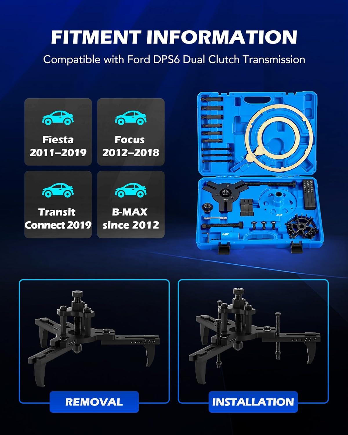 imageOrion Motor Tech Dual Clutch Transmission Remover Installer Tool Kit Compatible with Ford DPS6 DCT 30pc Heavy Dual Clutch Transmission Reinstall Reset Tool All in One Clutch Tool KitRemover and Installer
