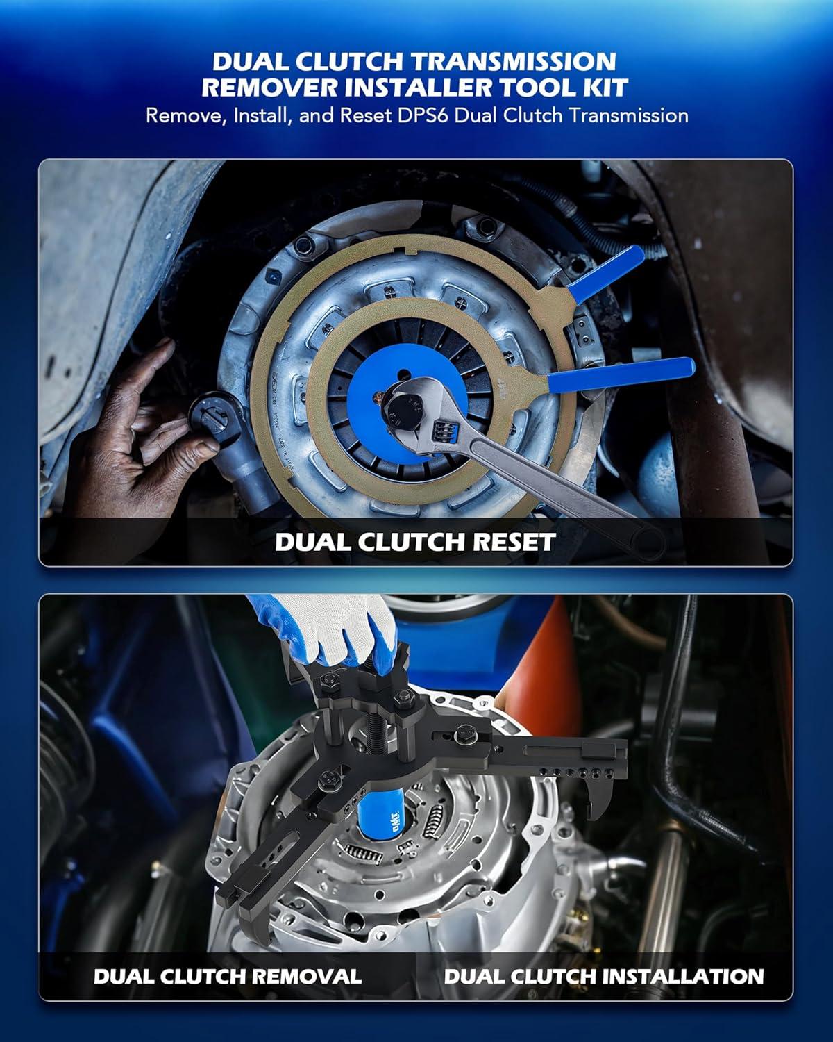 imageOrion Motor Tech Dual Clutch Transmission Remover Installer Tool Kit Compatible with Ford DPS6 DCT 30pc Heavy Dual Clutch Transmission Reinstall Reset Tool All in One Clutch Tool KitRemover and Installer