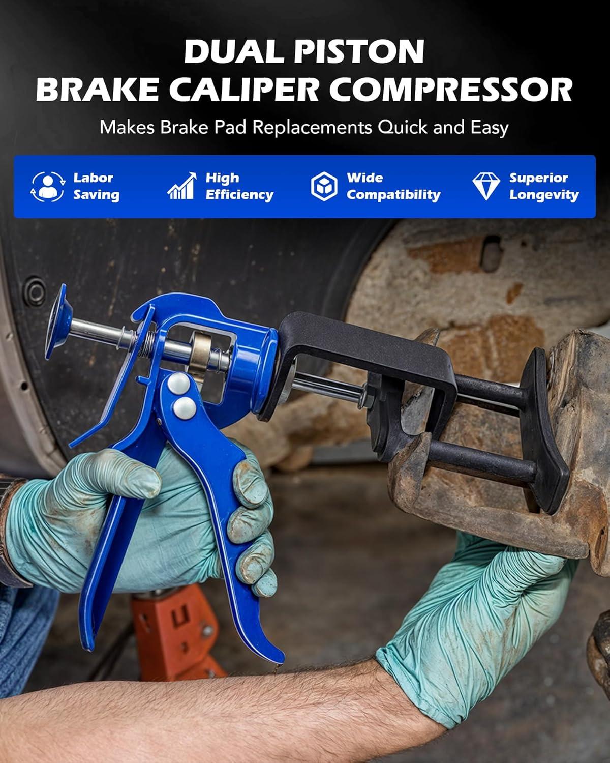 imageOrion Motor Tech Dual Piston Brake Caliper Compressor Heavy Duty Brake Caliper Compression Tool for Brake Pad Replacement Disc Brake Caliper Piston Compressor Tool for Most Cars ampamp Trucks