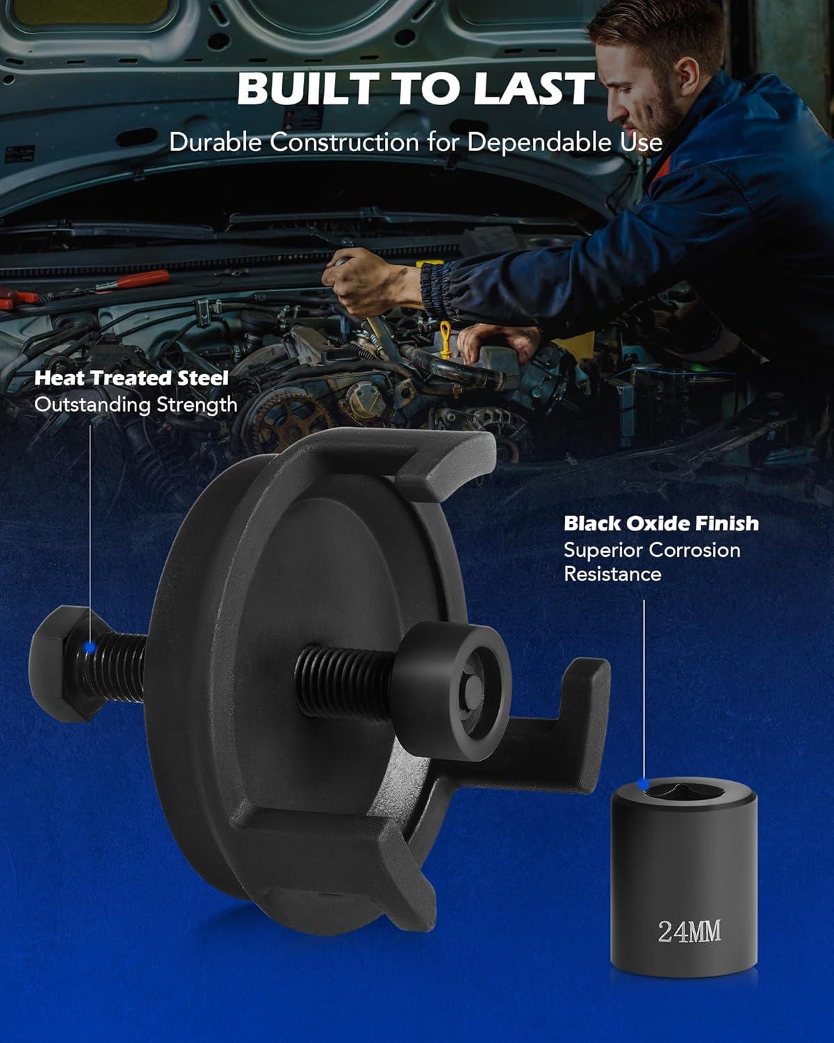 imageOrion Motor Tech Harmonic Balancer Puller for Engine Balancer Removal Replacement LS Crank Pulley Puller Compatible with GM Chrysler Jeep Dodge Harmonic Damper Puller with 24MM Socket