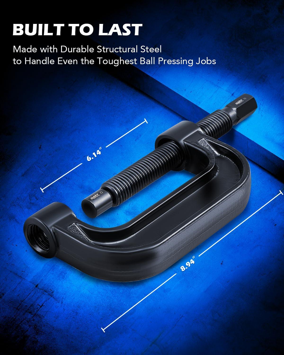 imageOrion Motor Tech Heavy Duty Ball Joint Press ampamp U Joint Removal Tool Kit with 4wd Adapters for Most 2WD and 4WD Cars and Light Trucks BKblack Cframe