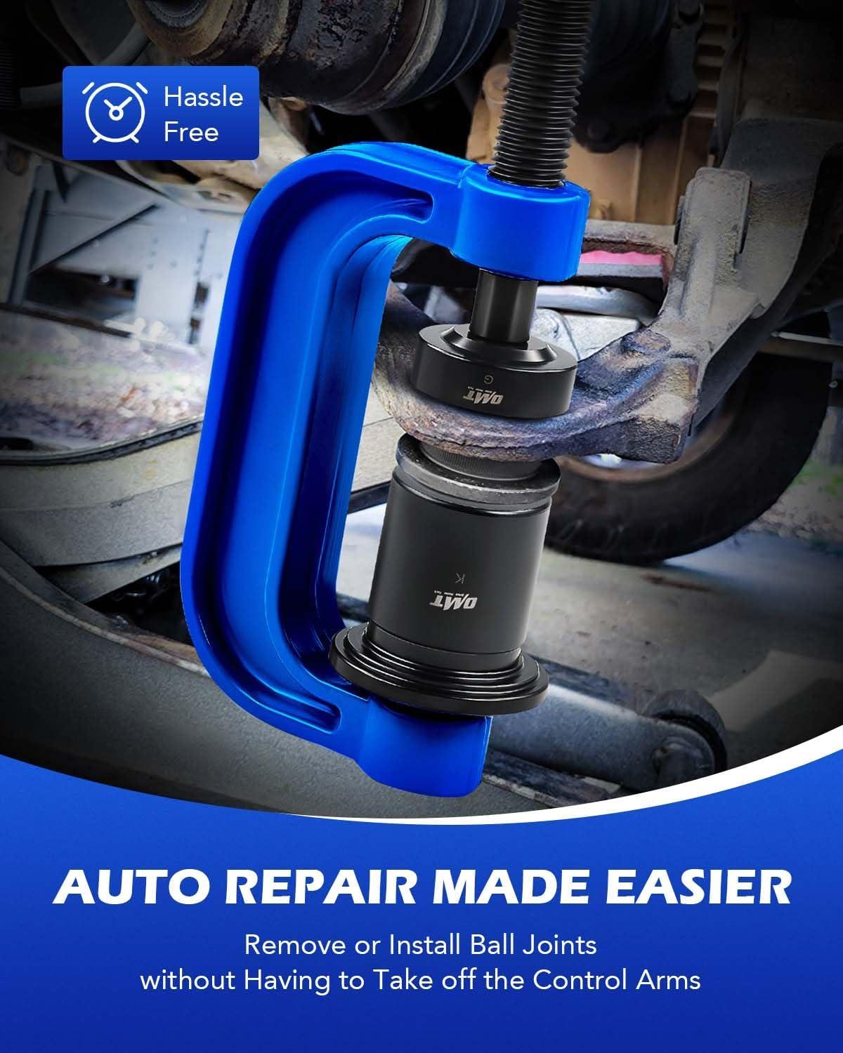 imageOrion Motor Tech Heavy Duty Ball Joint Press ampamp U Joint Removal Tool Kit with 4wd Adapters for Most 2WD and 4WD Cars and Light Trucks BKblue Cframe