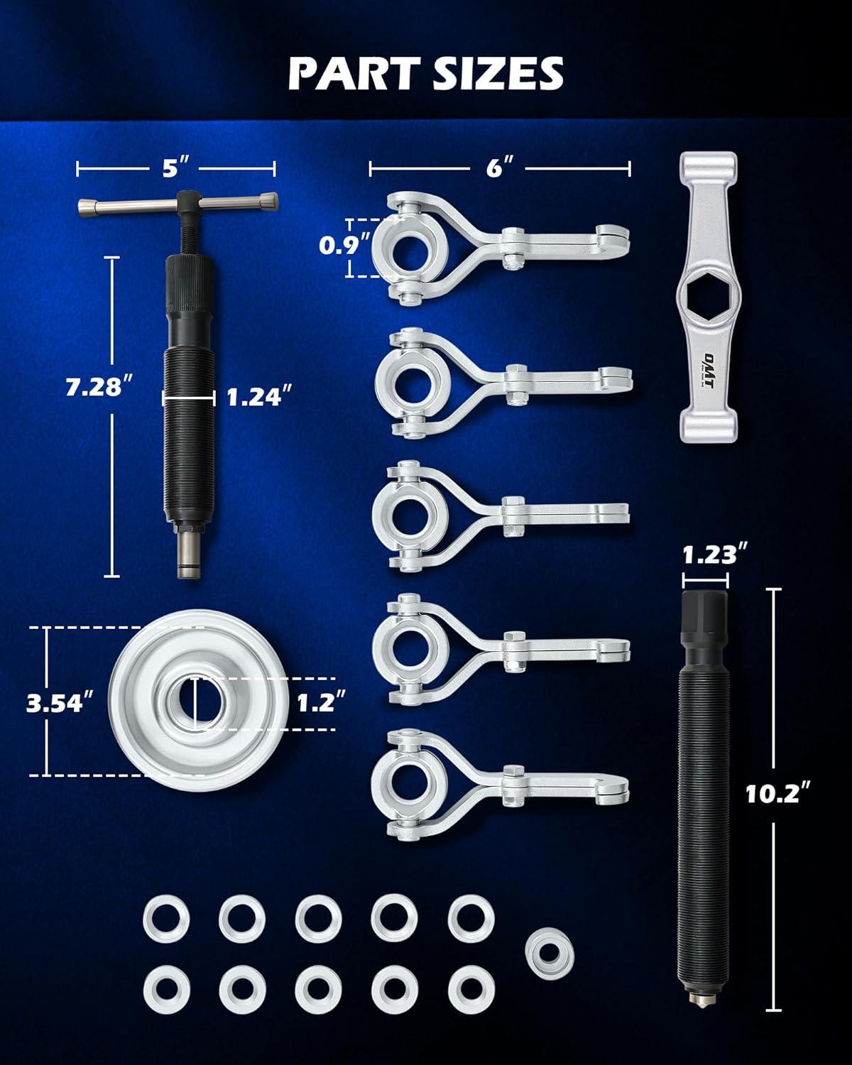 imageOrion Motor Tech Heavy Duty Hub Puller Kit Wheel Hub Removal Tool with Adjustable Hooks Large Brake Drum Puller with Hydraulic Ram Mechanical Hub Puller Tool Set for Cars Trucks Large Vehicles