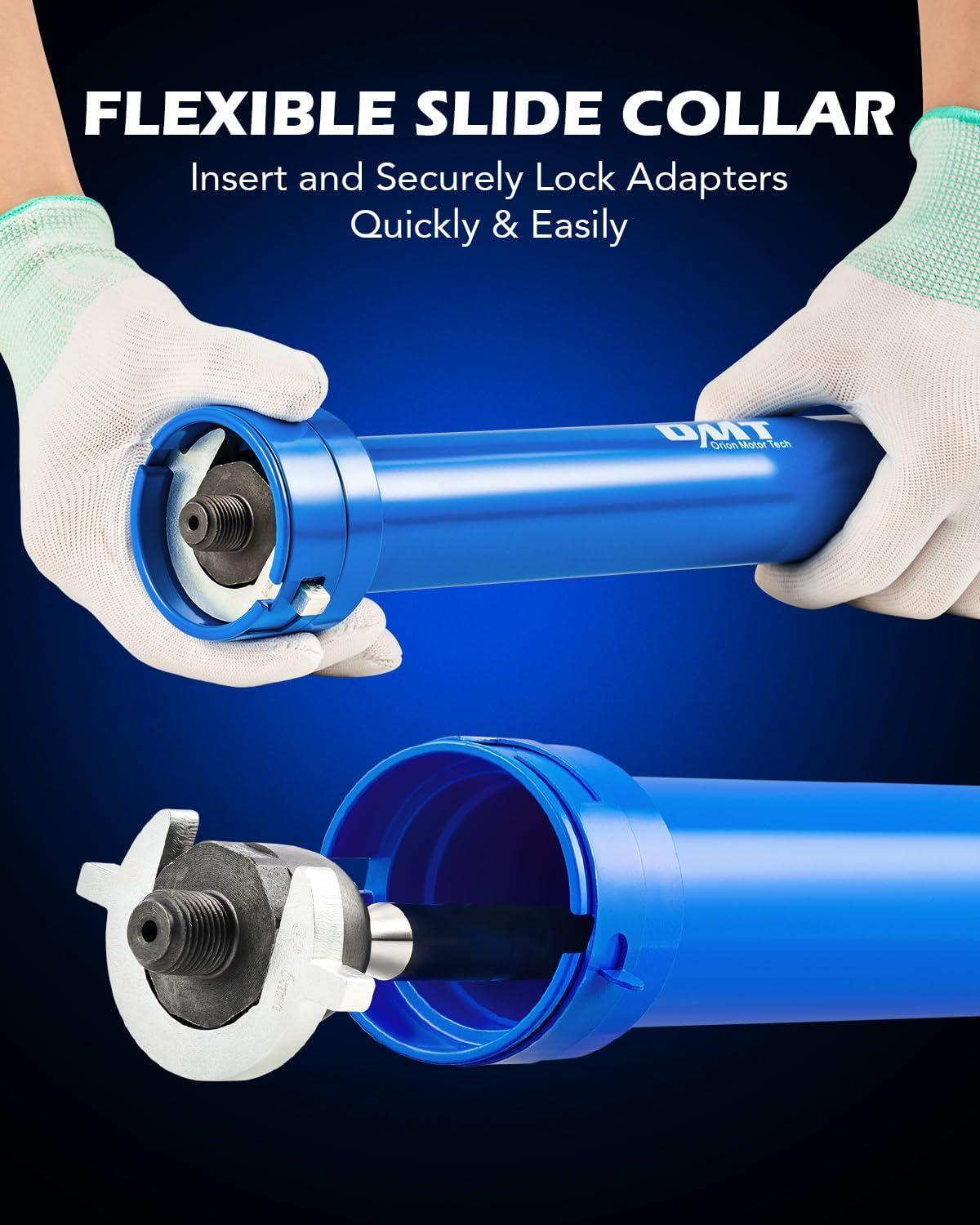 imageOrion Motor Tech Inner Tie Rod Removal Tool Kit Inner Tie Rod Tool for Tie Rod Removal and Installation Master Inner Tie Rod Tool Set with 12 Crowfoot Adapters 12 Inch Drive TubeBlue
