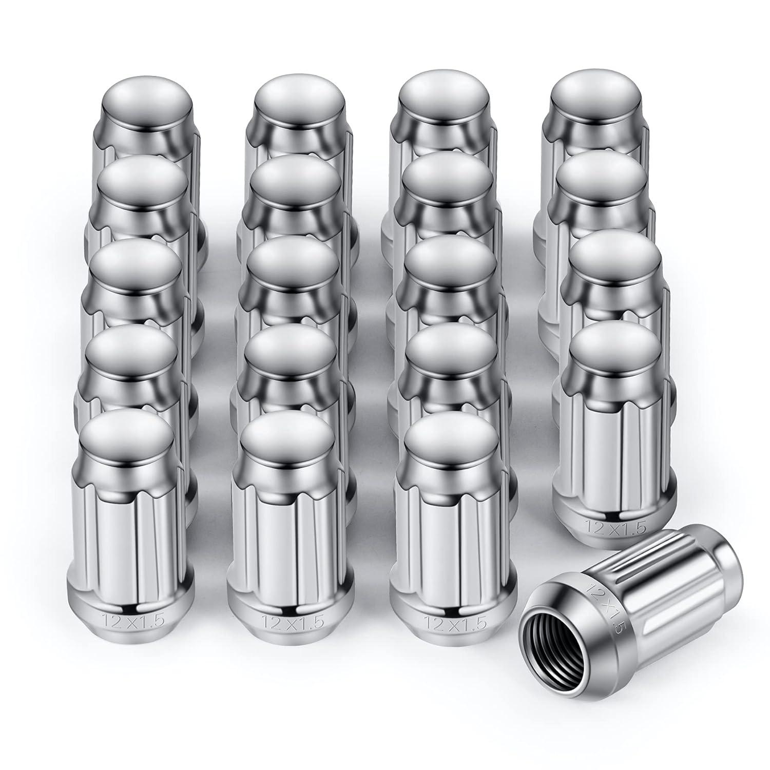 imageOrion Motor Tech M12x15 Lug Nuts Cone Seat Lug Nut Set with 34 Inch Hex 12x15mm Wheel Lug Nuts Compatible with Ford Focus Fusion Escape and More 611303 CV6Z1012C OEM Style Chrome Set of 20Silver