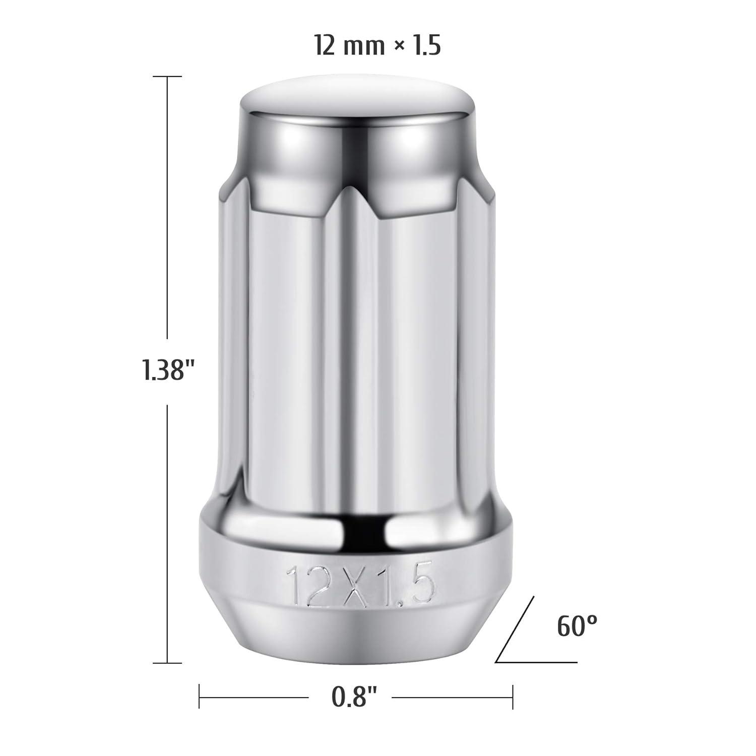 imageOrion Motor Tech M12x15 Lug Nuts Cone Seat Lug Nut Set with 34 Inch Hex 12x15mm Wheel Lug Nuts Compatible with Ford Focus Fusion Escape and More 611303 CV6Z1012C OEM Style Chrome Set of 20Silver