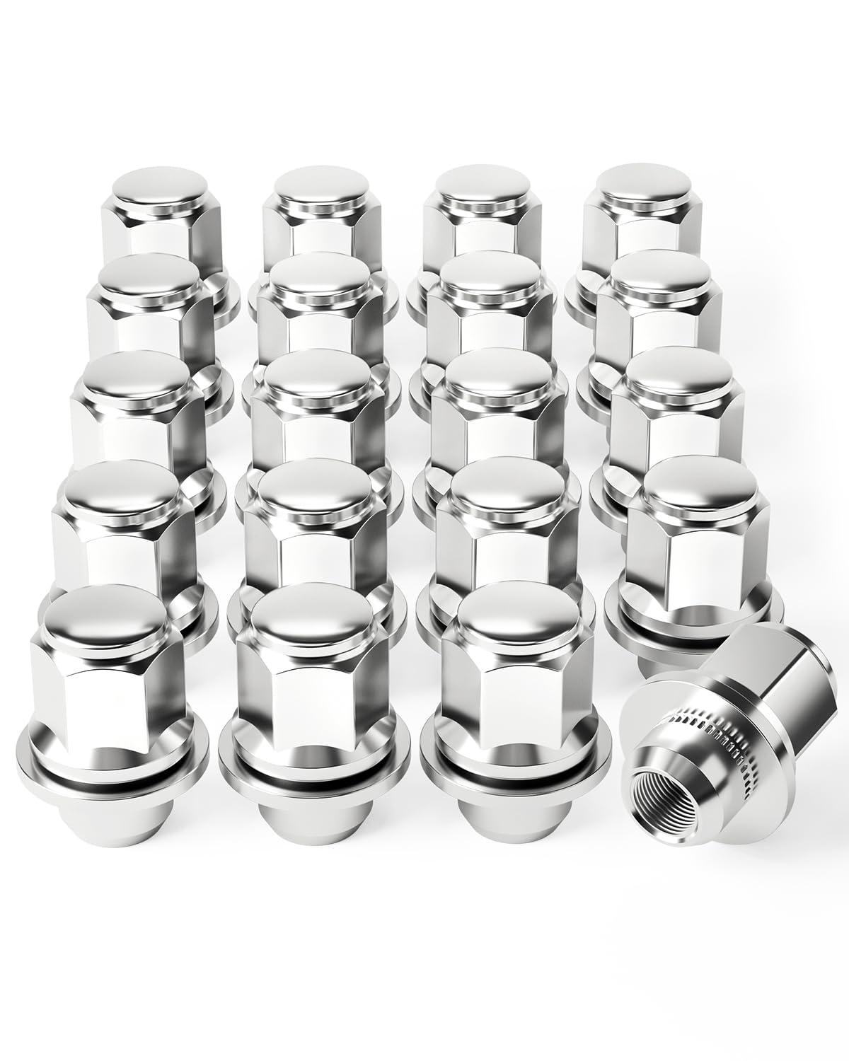 imageOrion Motor Tech M12x15 Lug Nuts Cone Seat Lug Nut Set with 34 Inch Hex 12x15mm Wheel Lug Nuts Compatible with Ford Focus Fusion Escape and More 611303 CV6Z1012C OEM Style Chrome Set of 20Silver