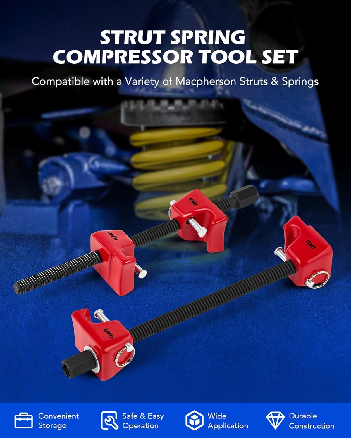 imageOrion Motor Tech Macpherson Strut Spring Compressor Tool Set with 105quot Range Dual HeavyDuty Coil Spring Compressor Tools with 12quot Square Drive 1316quot Hex Auto Tool Set for Suspension Work BlueRed