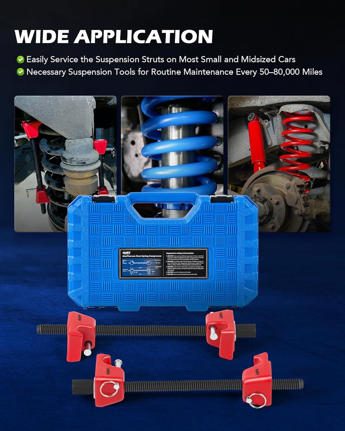 imageOrion Motor Tech Macpherson Strut Spring Compressor Tool Set with 105quot Range Dual HeavyDuty Coil Spring Compressor Tools with 12quot Square Drive 1316quot Hex Auto Tool Set for Suspension Work BlueRed