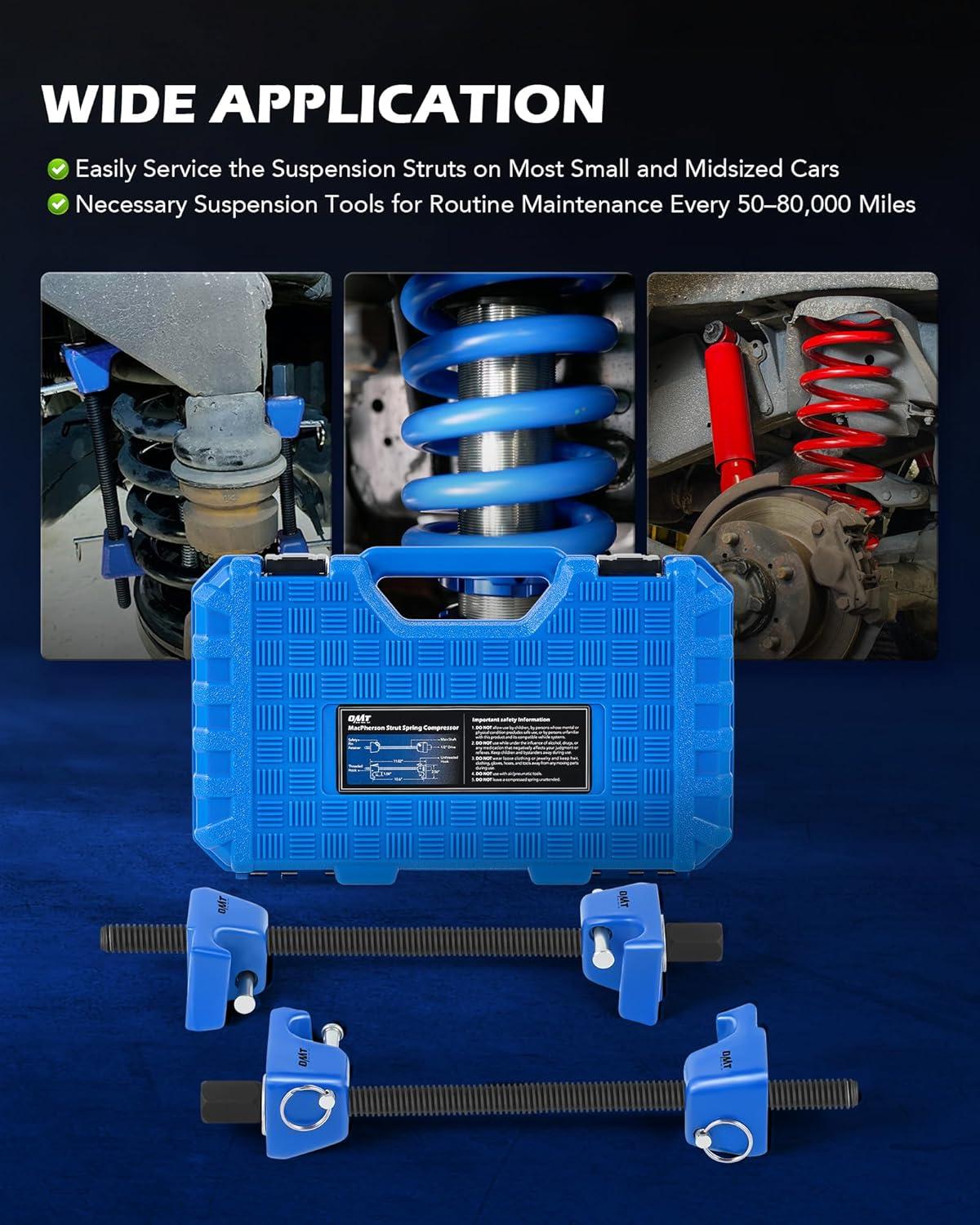 imageOrion Motor Tech Macpherson Strut Spring Compressor Tool Set with 105quot Range Dual HeavyDuty Coil Spring Compressor Tools with 12quot Square Drive 1316quot Hex Auto Tool Set for Suspension Work BlueBlue