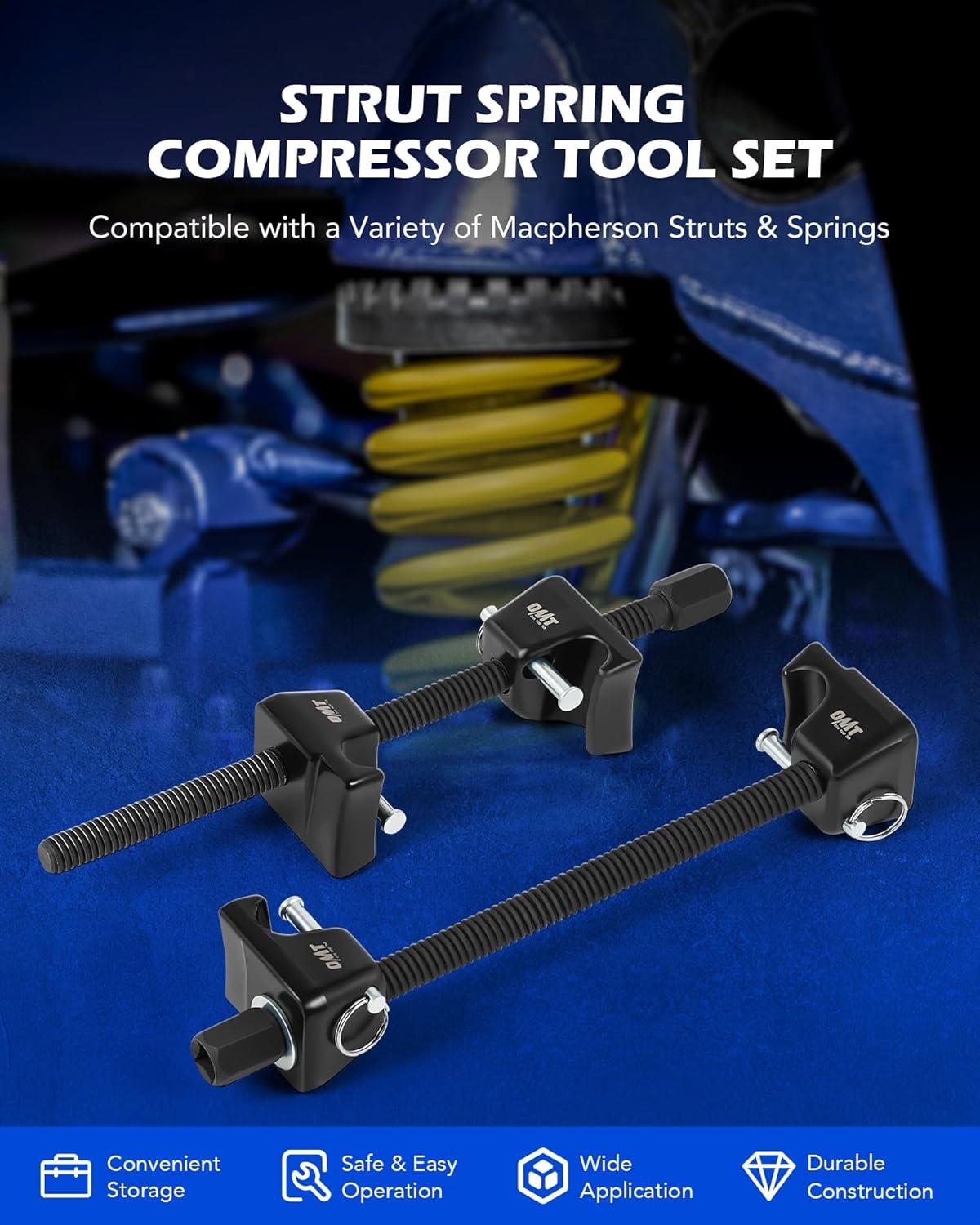 imageOrion Motor Tech Macpherson Strut Spring Compressor Tool Set with 105quot Range Dual HeavyDuty Coil Spring Compressor Tools with 12quot Square Drive 1316quot Hex Auto Tool Set for Suspension Work BlueBlack