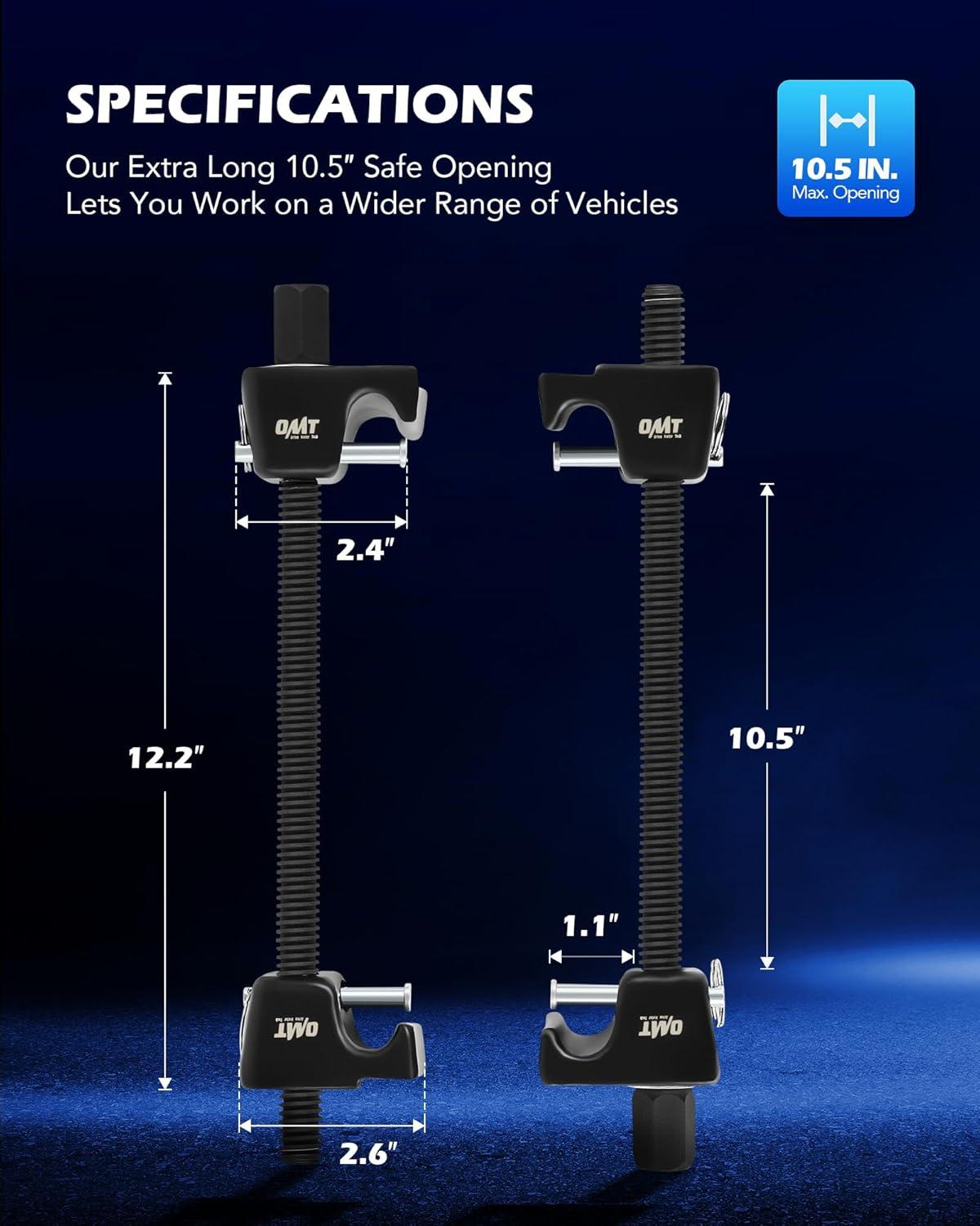 imageOrion Motor Tech Macpherson Strut Spring Compressor Tool Set with 105quot Range Dual HeavyDuty Coil Spring Compressor Tools with 12quot Square Drive 1316quot Hex Auto Tool Set for Suspension Work BlueBlack