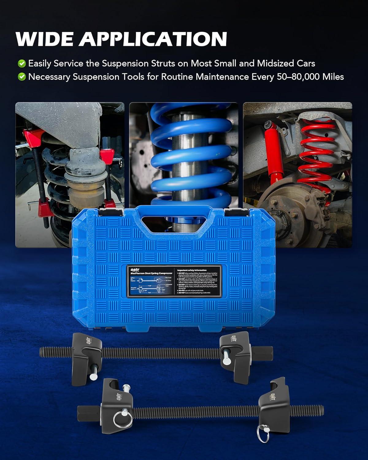 imageOrion Motor Tech Macpherson Strut Spring Compressor Tool Set with 105quot Range Dual HeavyDuty Coil Spring Compressor Tools with 12quot Square Drive 1316quot Hex Auto Tool Set for Suspension Work BlueBlack