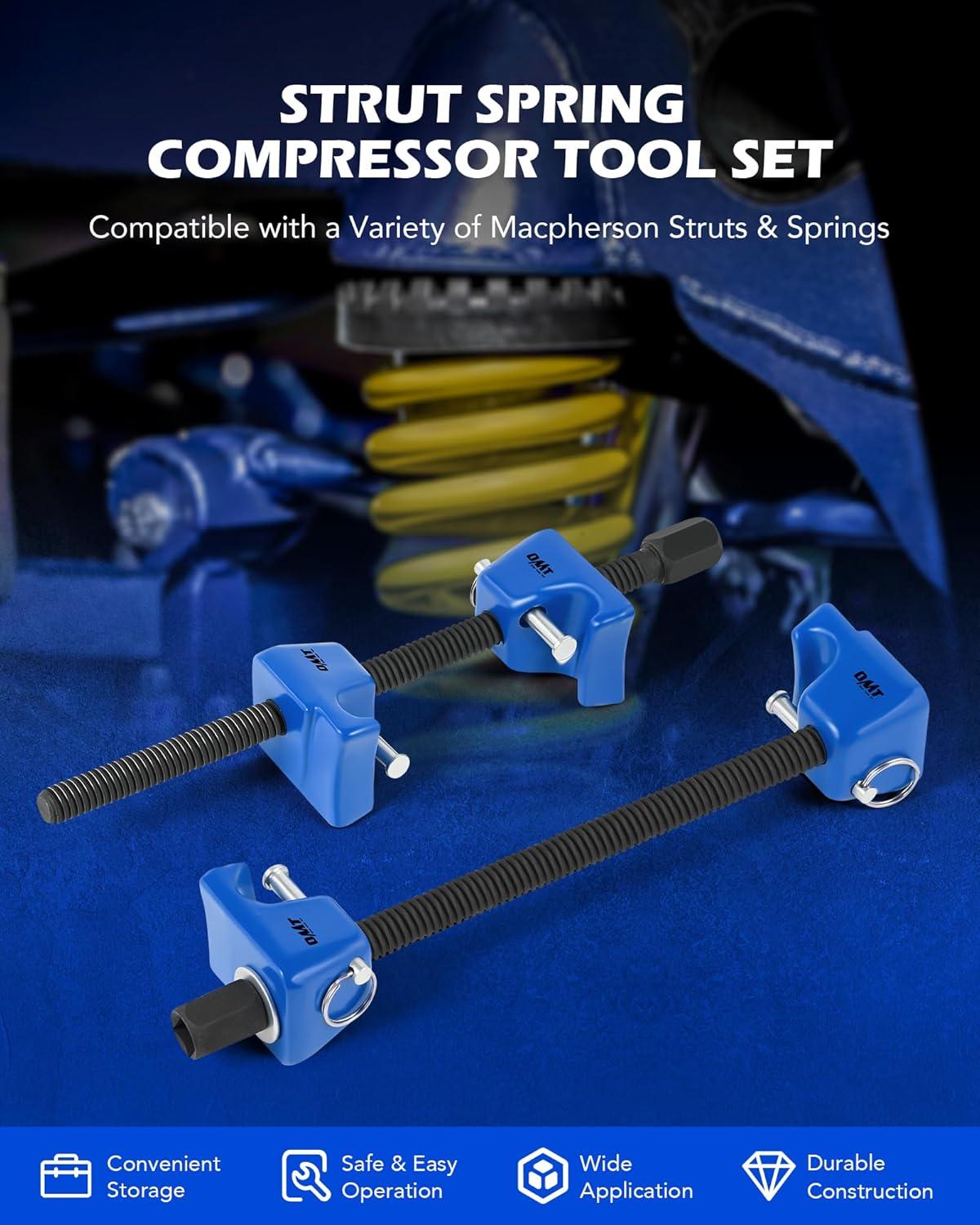 imageOrion Motor Tech Macpherson Strut Spring Compressor Tool Set with 105quot Range Dual HeavyDuty Coil Spring Compressor Tools with 12quot Square Drive 1316quot Hex Auto Tool Set for Suspension Work BlueBlue