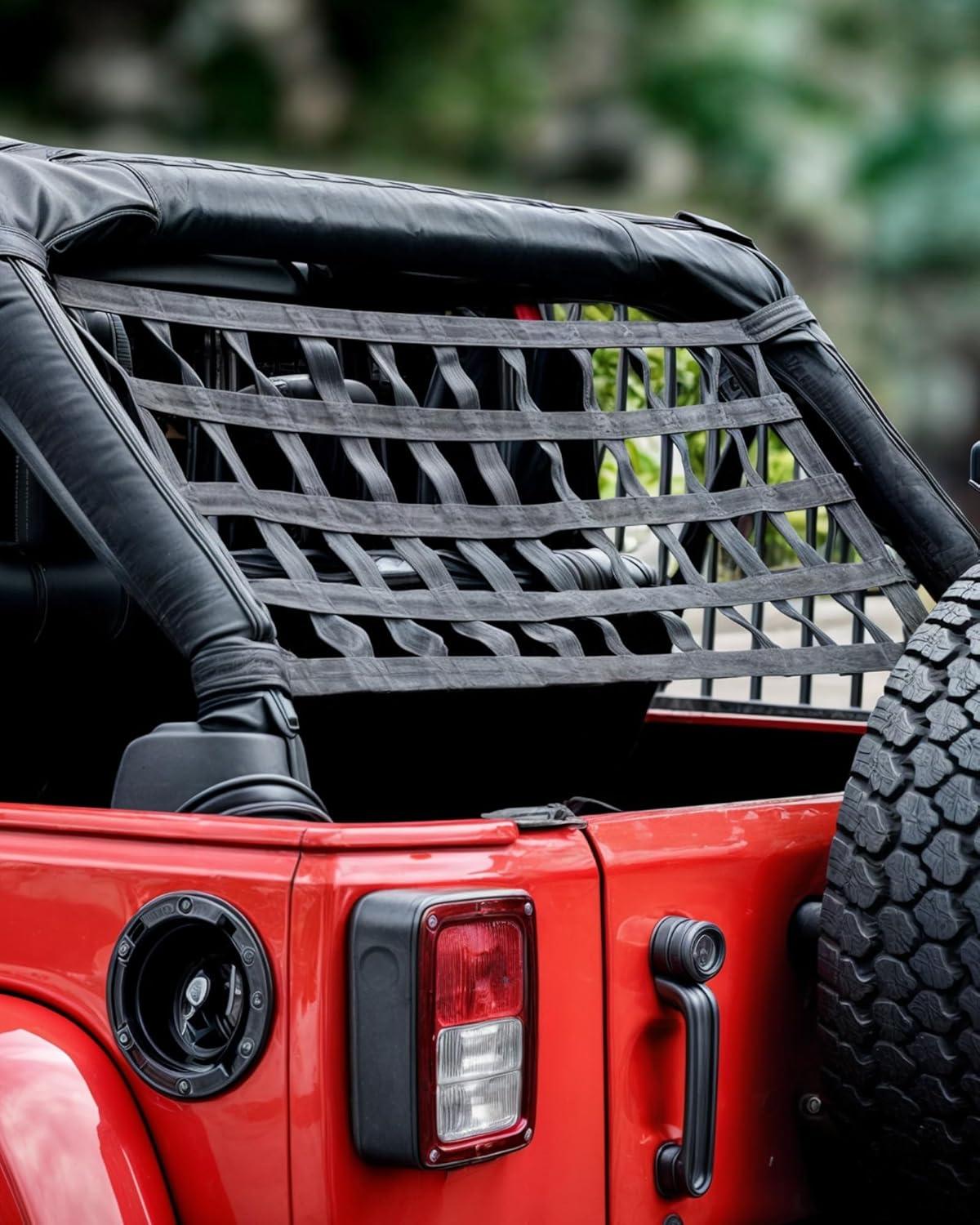 imageOrion Motor Tech Mesh Cargo Net 2 Pack Rooftop Hammock Compatible with 19872022 Jeep Wrangler YJ TJ JK JL ampamp Gladiator JT Jeep Wrangler Hammock Top Netting 4Door and 2Door2 Pack