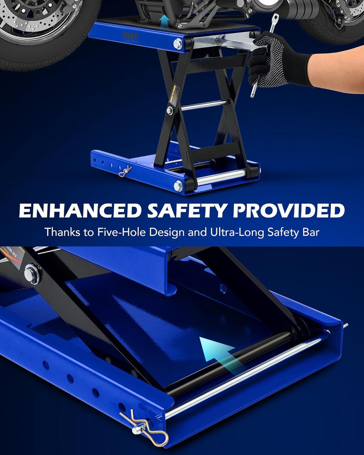 imageOrion Motor Tech Motorcycle Lift 1100lb Motorcycle Scissor Lift Jack with Wide Deck T Handle 38quot Socket Motorbike Center Stand with Chain Brush Crank Hoist Stand for ATV Dirt Bike Cruiser GrayBlue