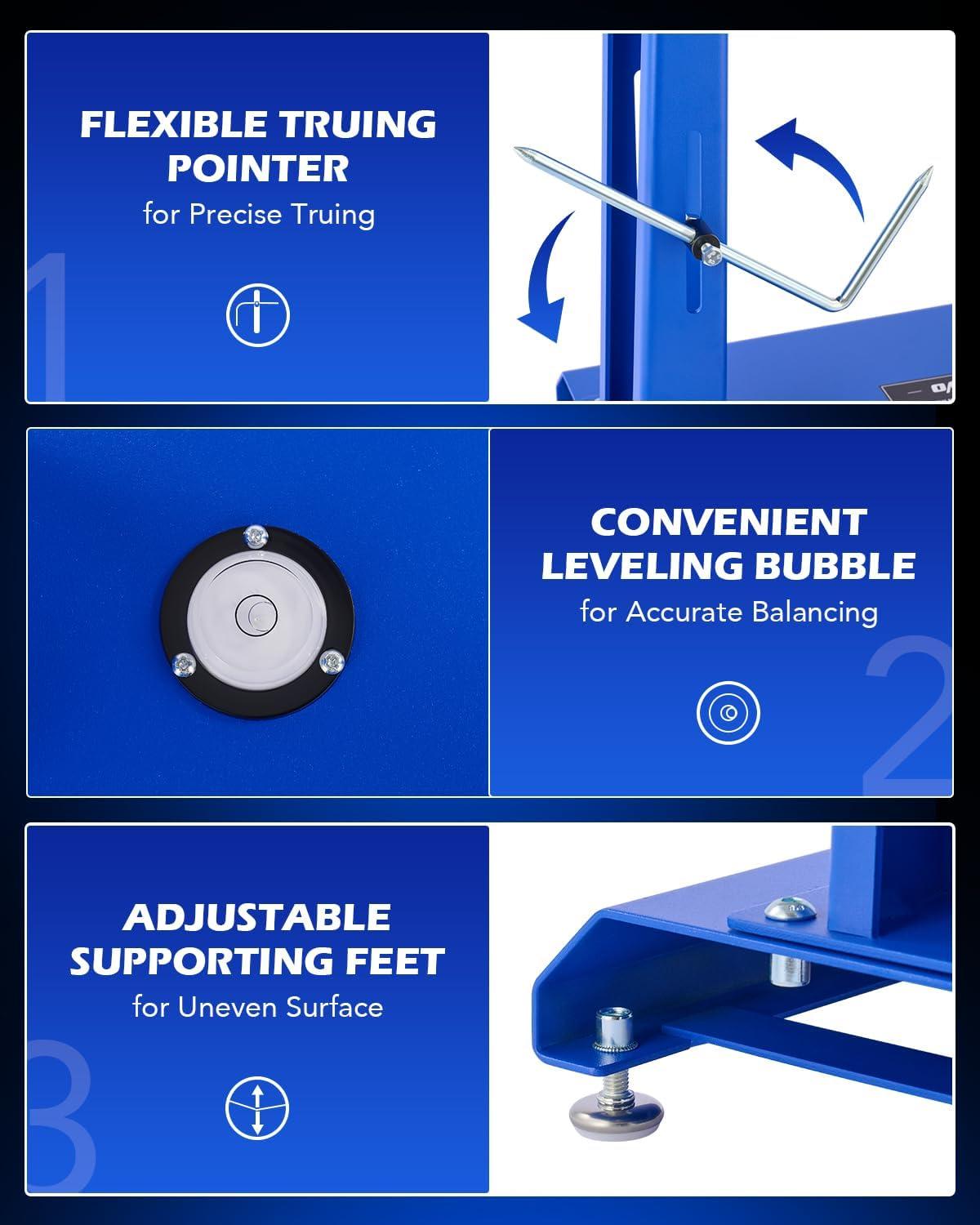 imageOrion Motor Tech Motorcycle Wheel Balancer ampamp Truing Stand Tire Balancer Stand for Motorcycle Wheel with Adjustable Truing Pointer Heavy Duty Bicycle Wheel Truing Stand for Sport Dirt Bike