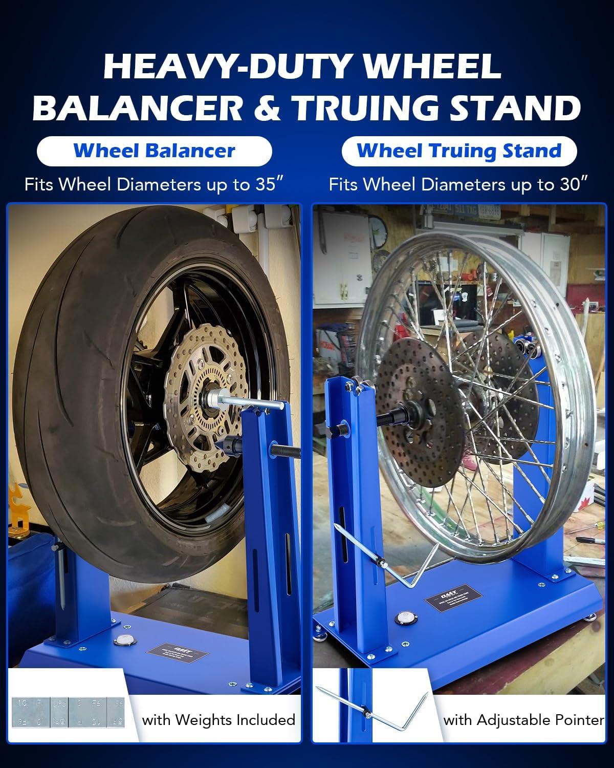 imageOrion Motor Tech Motorcycle Wheel Balancer ampamp Truing Stand Tire Balancer Stand for Motorcycle Wheel with Adjustable Truing Pointer Heavy Duty Bicycle Wheel Truing Stand for Sport Dirt Bike