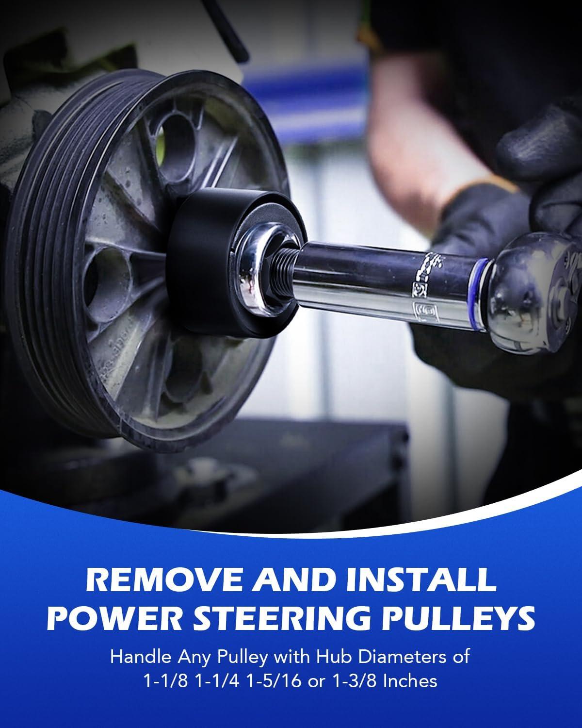 imageOrion Motor Tech Power Steering Pump Pulley PullerInstaller Tool Set Pump Pulley Remover Installer Tools Compatible with Ford GM and Chrysler VehiclesBlue