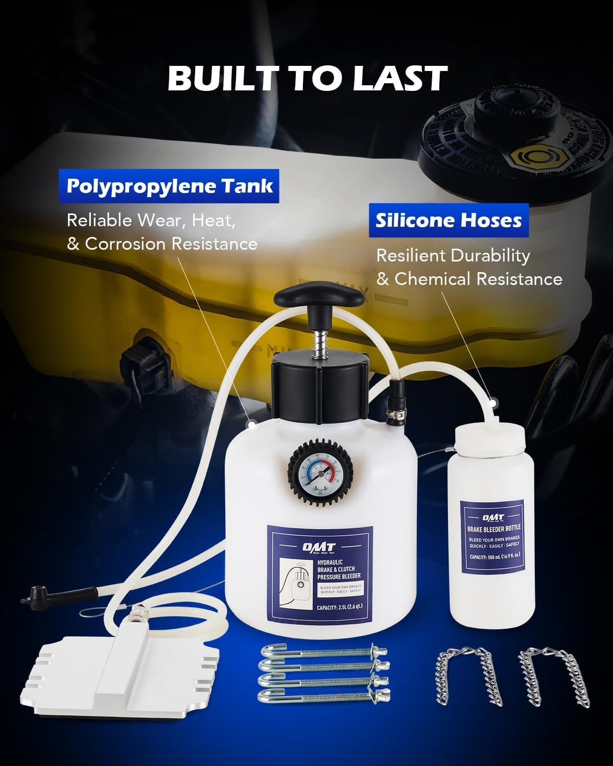 imageOrion Motor Tech Pressure Bleeder 25L Brake Pressure Bleeder with 507mm Adapter 26qt Manual Power Brake Bleeder with 500mL Brake Bleeder Bottle Compatible with Ford Subaru Nissan Infinity425x675Adapter