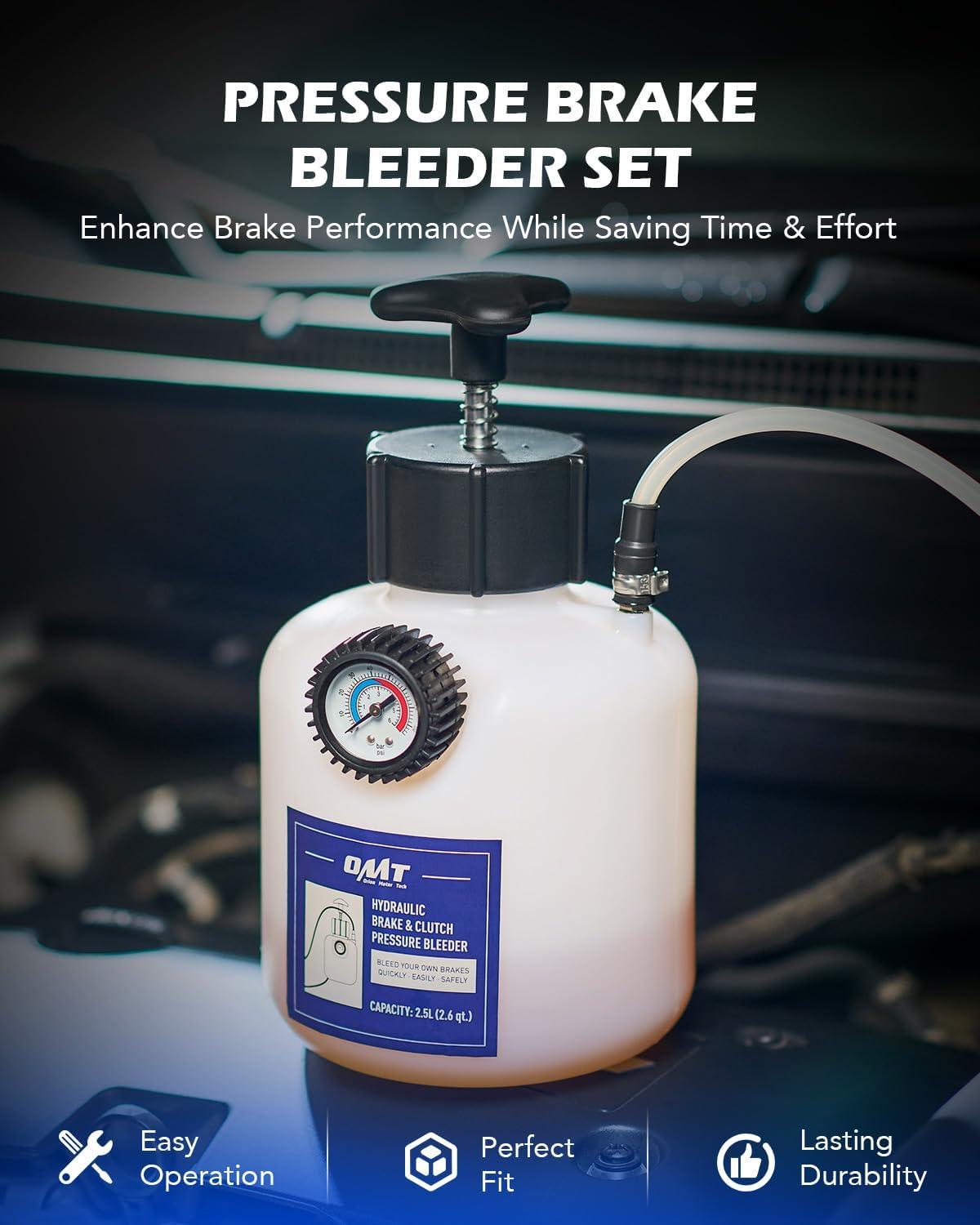 imageOrion Motor Tech Pressure Bleeder 25L Brake Pressure Bleeder with 507mm Adapter 26qt Manual Power Brake Bleeder with 500mL Brake Bleeder Bottle Compatible with Ford Subaru Nissan Infinity425x675Adapter