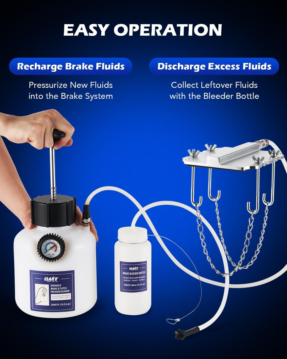 imageOrion Motor Tech Pressure Bleeder 25L Brake Pressure Bleeder with 507mm Adapter 26qt Manual Power Brake Bleeder with 500mL Brake Bleeder Bottle Compatible with Ford Subaru Nissan Infinity425x675Adapter