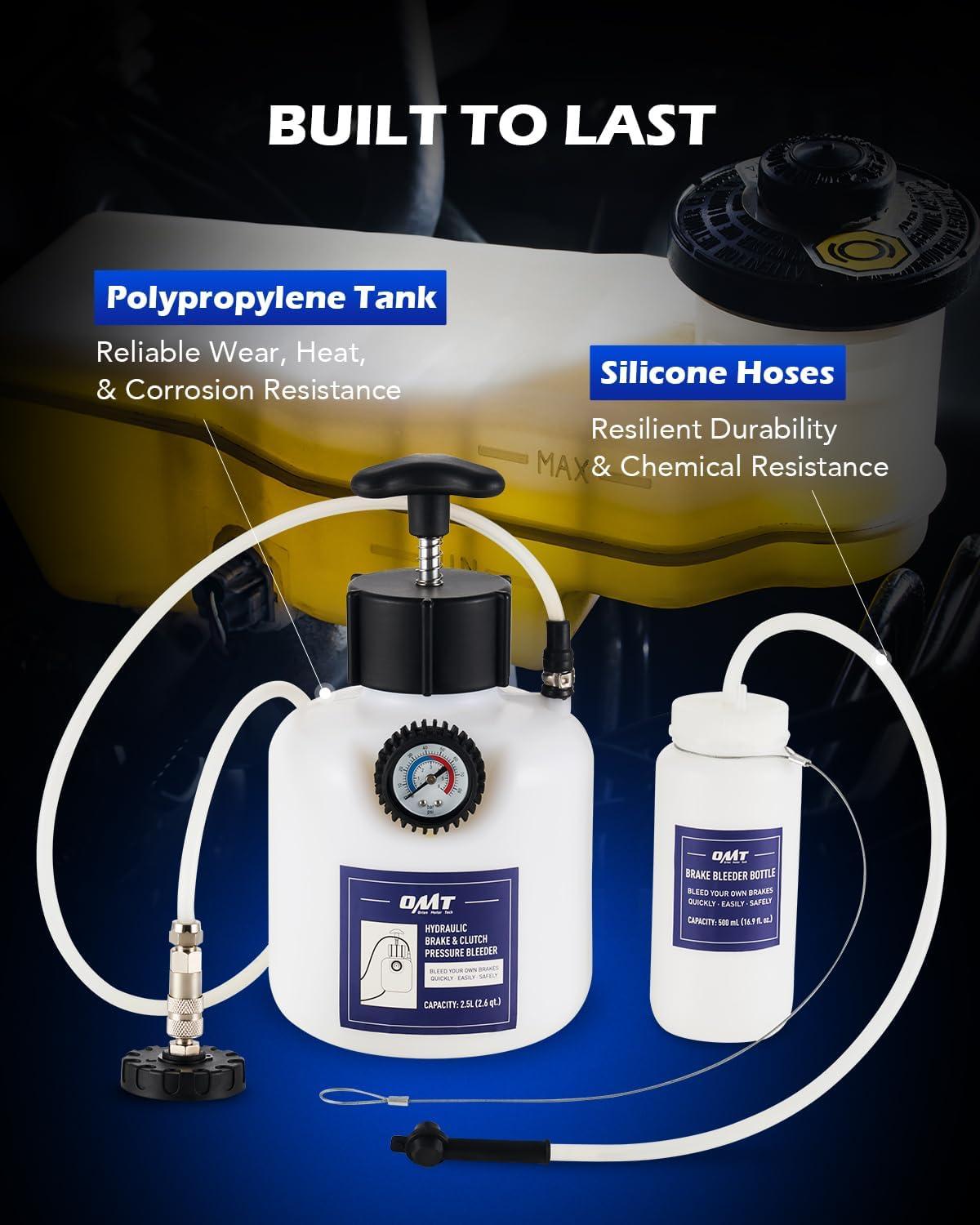 imageOrion Motor Tech Pressure Bleeder 25L Brake Pressure Bleeder with 507mm Adapter 26qt Manual Power Brake Bleeder with 500mL Brake Bleeder Bottle Compatible with Ford Subaru Nissan Infinity507mm Adapter
