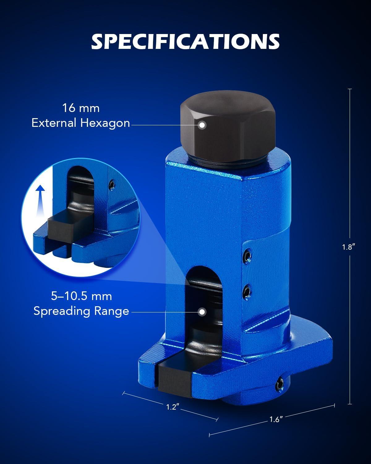 imageOrion Motor Tech Strut Spreader Tool Universal Suspension Strut Spreader Tool with 38 Drive Socket 16 mm External Hexagon and 50105 mm Spreading Range Compatible with Audi BMW Mini Ford VW More