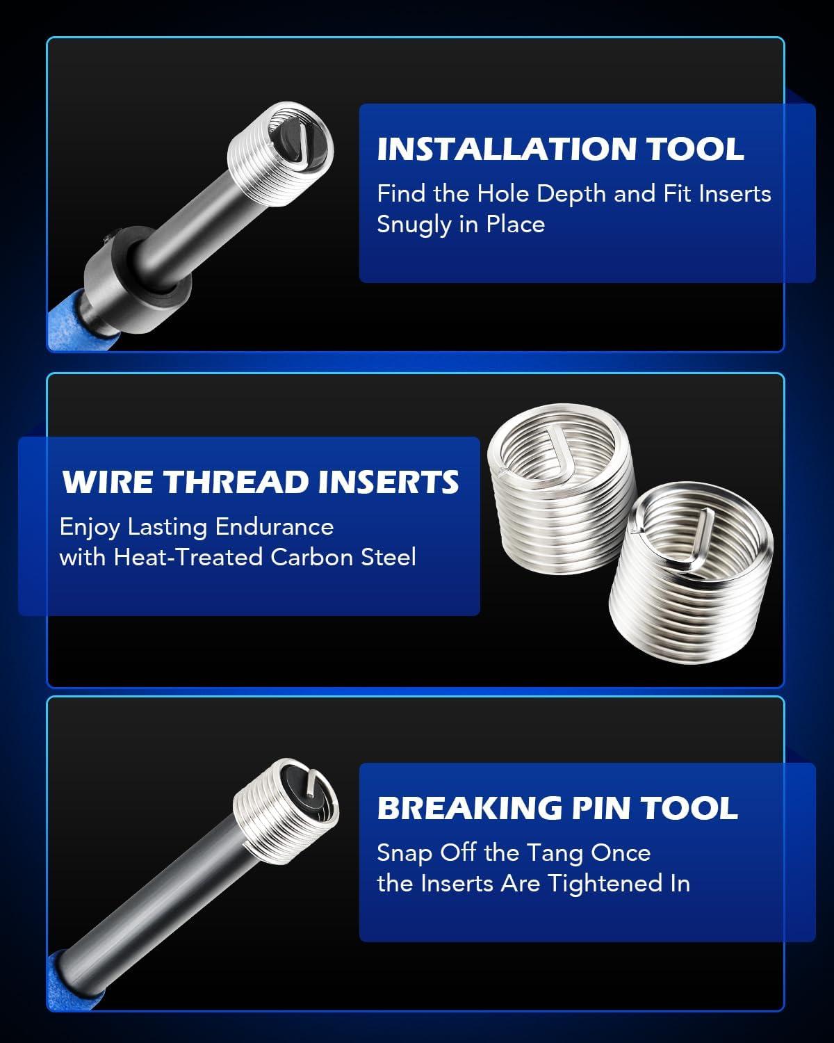 imageOrion Motor Tech Thread Repair Kit SAE and Metric Helicoil Repair Kit with HSS Drill Bits Inserts Taps Break Off Tools Rethreading Tools in 14quot 516quot 38quot 716quot 12quot ampamp M5 M6 M8 M10 M12 Sizes51618
