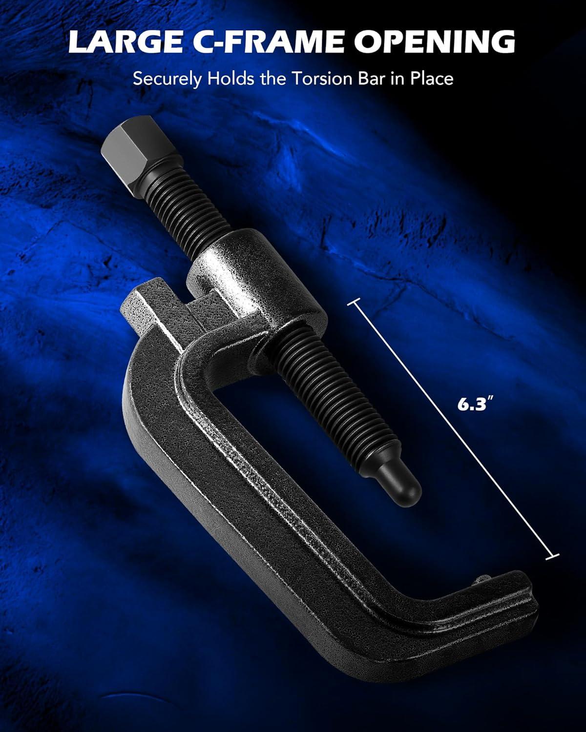 imageOrion Motor Tech Torsion Bar Unloading Tool Heavy Duty Torsion Key Tool with C Frame and 09quot Dia Threaded Rod Torsion Bar Tool Compatible with Chevy Silverado GMC Dodge Cadillac More