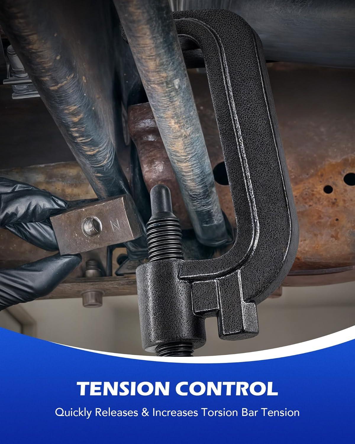 imageOrion Motor Tech Torsion Bar Unloading Tool Heavy Duty Torsion Key Tool with C Frame and 09quot Dia Threaded Rod Torsion Bar Tool Compatible with Chevy Silverado GMC Dodge Cadillac More