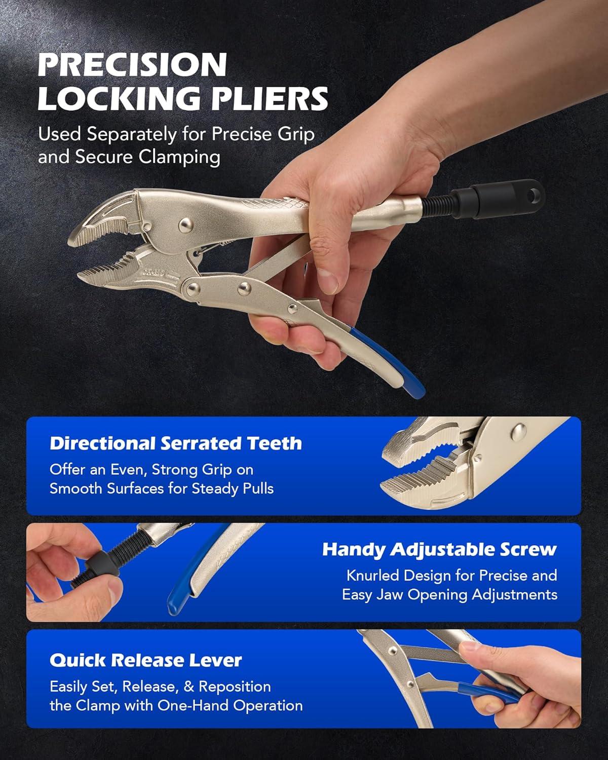 imageOrion Motor Tech Vise Grip Slide Hammer 98 in Locking Pliers 2 lb Slide Hammer with Quick Release Swivel Connector Locking Pliers Slide Hammer Set for Nail Bolt Pin Seal CV Axle Removal