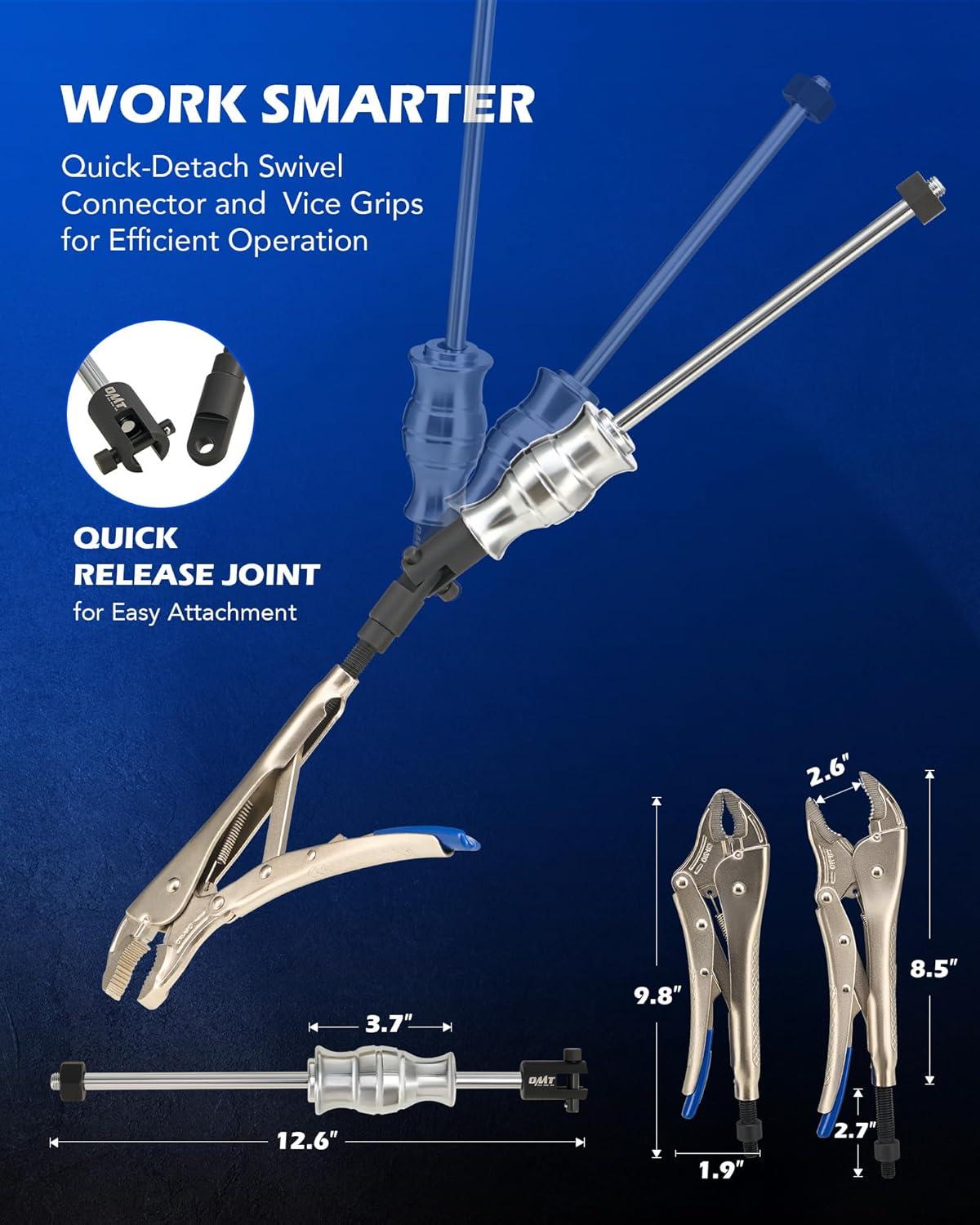 imageOrion Motor Tech Vise Grip Slide Hammer 98 in Locking Pliers 2 lb Slide Hammer with Quick Release Swivel Connector Locking Pliers Slide Hammer Set for Nail Bolt Pin Seal CV Axle Removal