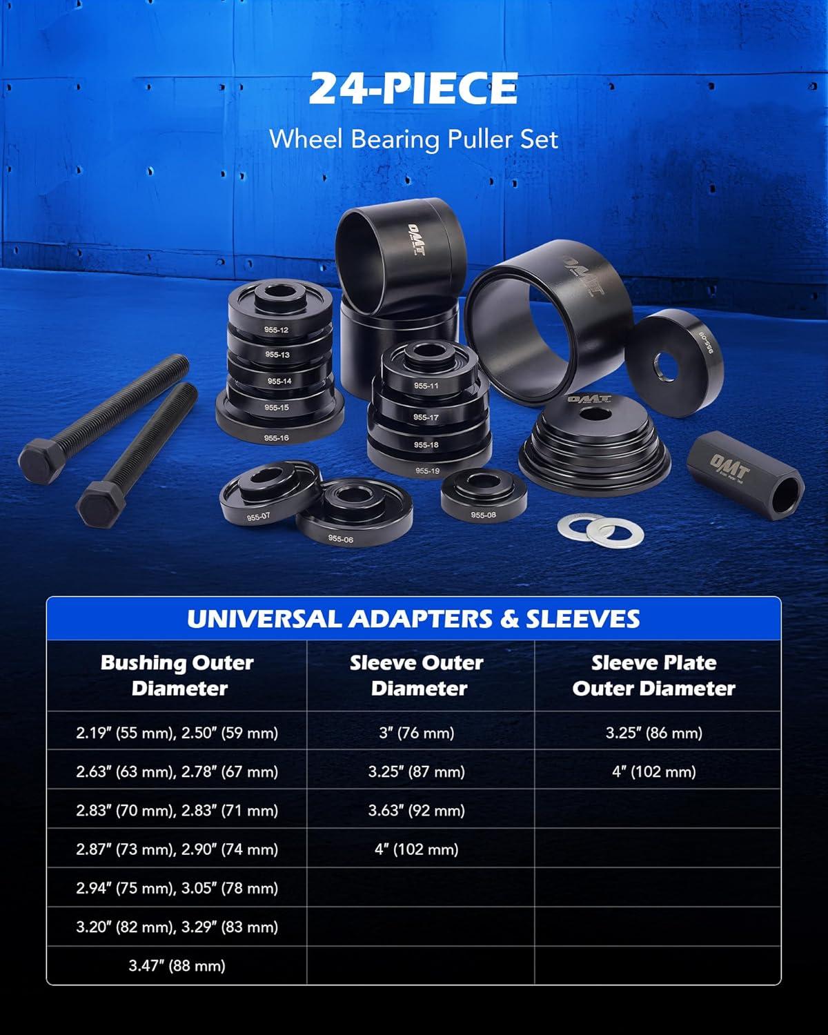 imageOrion Motor Tech Wheel Bearing Press Kit for Front Wheel Drive Bearing Removal ampamp Installation 24pc Wheel Bearing Puller Tool Set with Sliding Screws Universal Bushings Sleeves Storage CaseRED BLACK