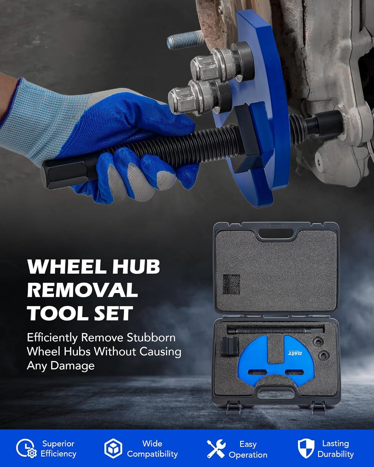 imageOrion Motor Tech Wheel Hub Removal Tool Kit Wheel Bearing Hub Remover Tool Set Compatible with 5 6 8 Lug Hub Assemblies on Cars and Trucks Wheel Hub Buster Puller with Carrying Case