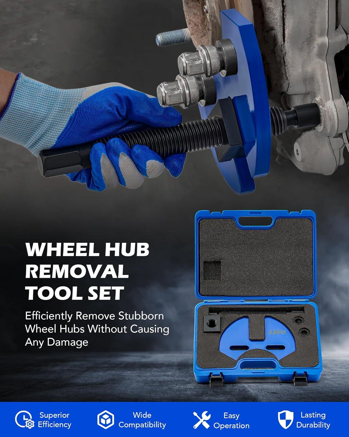 imageOrion Motor Tech Wheel Hub Removal Tool Kit Wheel Bearing Hub Remover Tool Set Compatible with 5 6 8 Lug Hub Assemblies on Cars and Trucks Wheel Hub Buster Puller with Carrying CaseWheel Hub Removal Tool