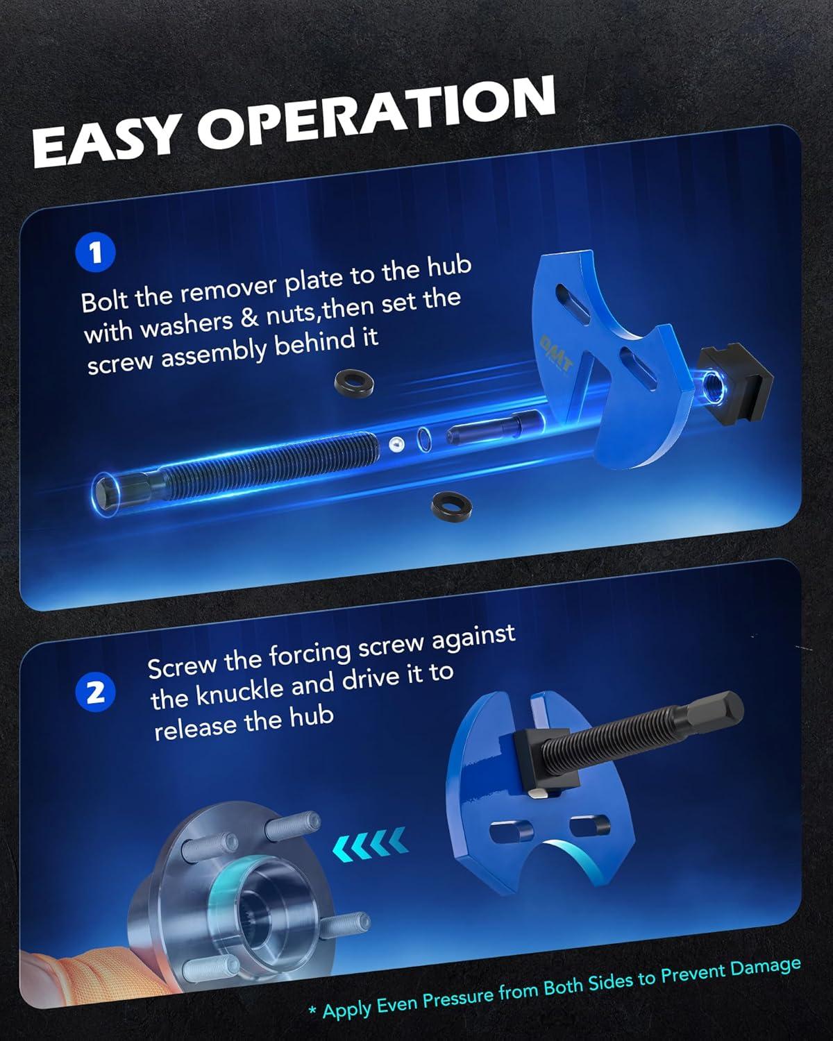 imageOrion Motor Tech Wheel Hub Removal Tool Kit Wheel Bearing Hub Remover Tool Set Compatible with 5 6 8 Lug Hub Assemblies on Cars and Trucks Wheel Hub Buster Puller with Carrying Case