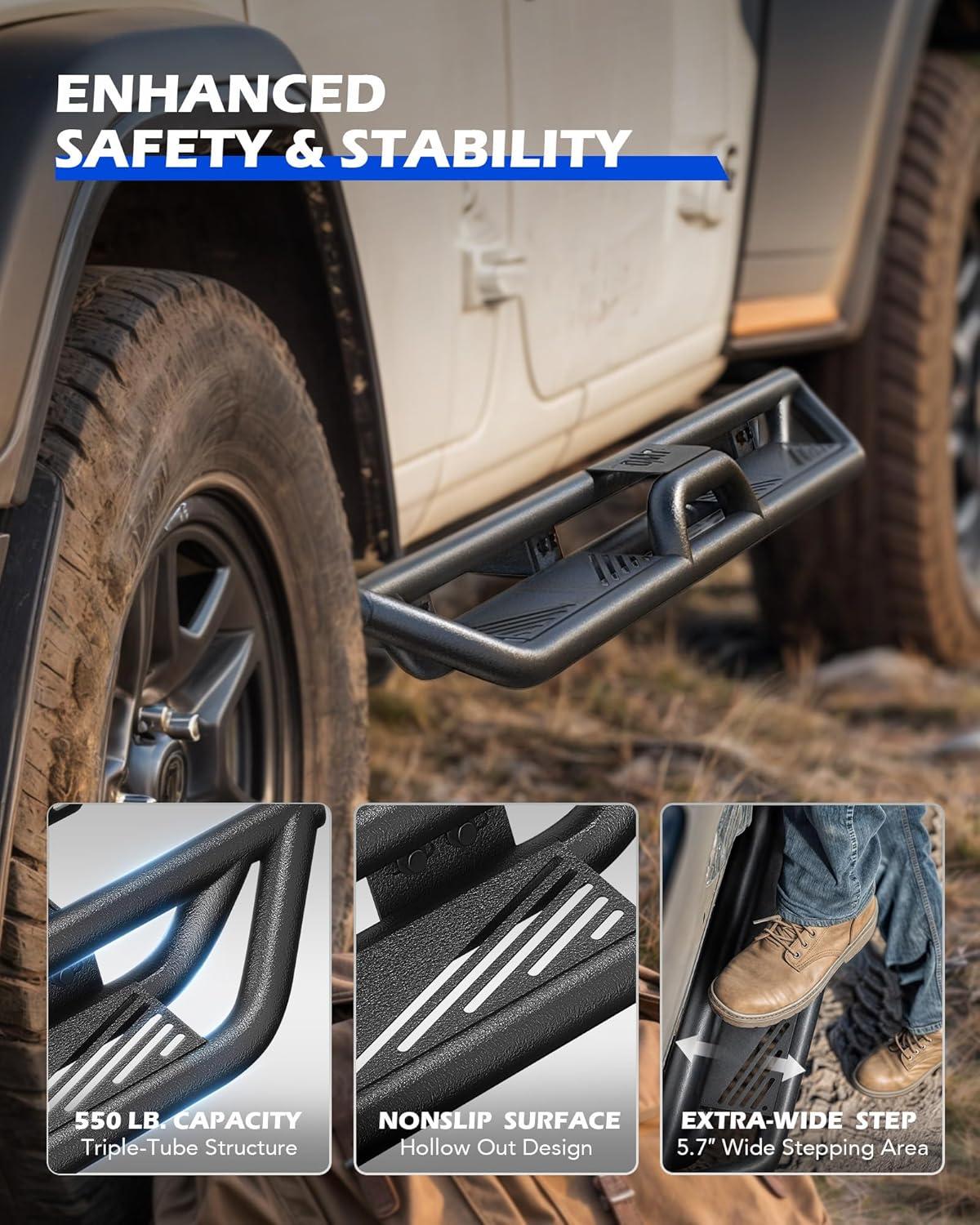 imageRunning Boards Compatible with 20152025 Ford F150 20172024 F250 F350 Super Duty SuperCrew Cab Two Stairs BoltOn Side Steps Steel with TripleShield AntiCorrosion Technology