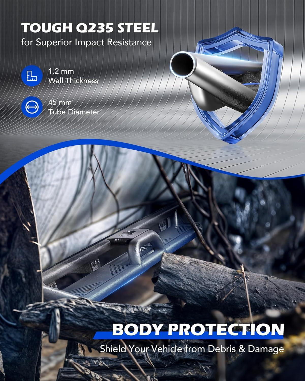 imageRunning Boards Compatible with 20152025 Ford F150 20172024 F250 F350 Super Duty SuperCrew Cab Two Stairs BoltOn Side Steps Steel with TripleShield AntiCorrosion Technology
