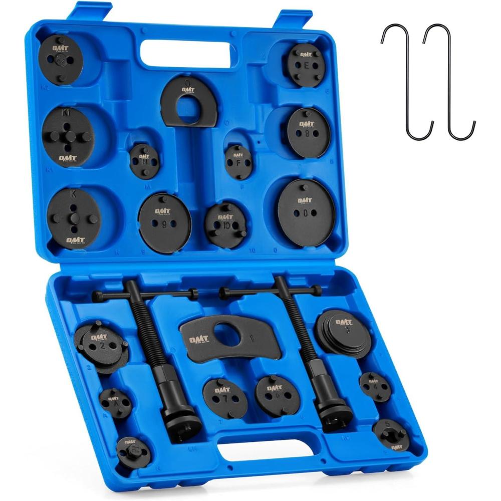 imageOrion Motor Tech 35 Piece Disc Brake Caliper Tool Kit Heavy Duty Brake Caliper Compression Tool Kit for Brake Pad Replacement Brake Piston Caliper Compressor Tool with 24 Adapters Fits Most VehiclesBlue
