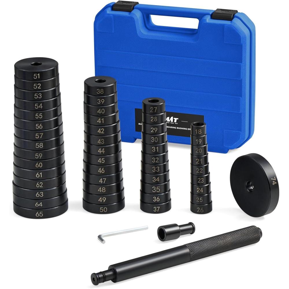 imageOrion Motor Tech 52in1 Custom Bushing Driver Tool Set and Transmission Wheel Axle Bearing Race Seal Installer Remover Bush Removal Puller Bearing Press Tool Kitblue