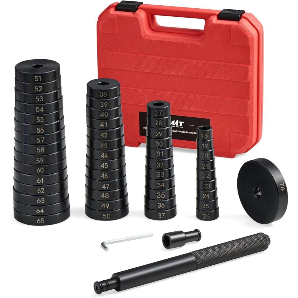 imageOrion Motor Tech 52in1 Custom Bushing Driver Tool Set and Transmission Wheel Axle Bearing Race Seal Installer Remover Bush Removal Puller Bearing Press Tool Kitred
