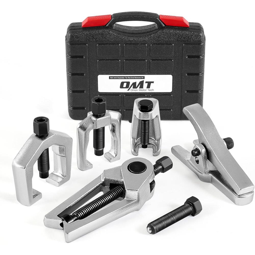 imageOrion Motor Tech 5in1 Ball Joint Separator Pitman Arm Puller Tie Rod End Tool Set for Front End Service Splitter Removal Kit BS06Black