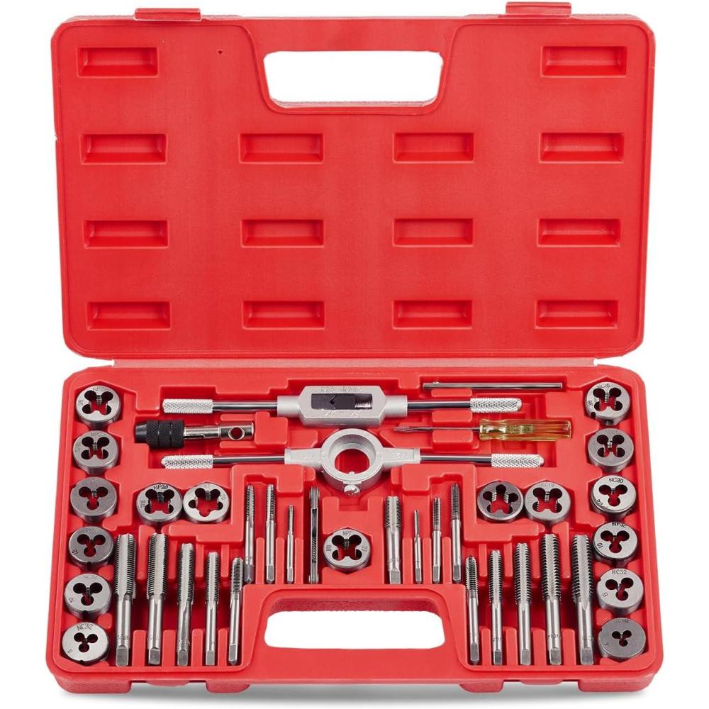 imageOrion Motor Tech 80pc Tap and Die Set in SAE and Metric Sizes Metric and Standard Tap Set and Die Tool Set for Internal and External Threading40 pc SAE
