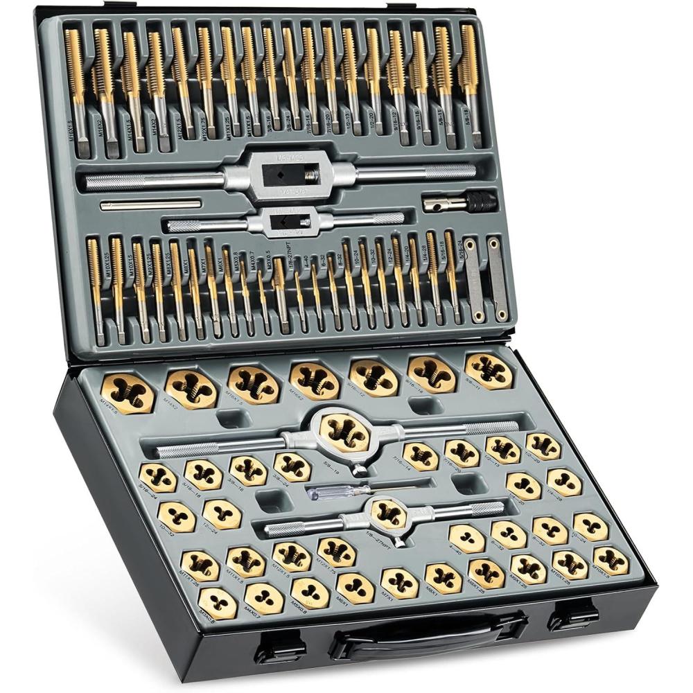 imageOrion Motor Tech 80pc Tap and Die Set in SAE and Metric Sizes Metric and Standard Tap Set and Die Tool Set for Internal and External Threading86 pc Metric and SAE