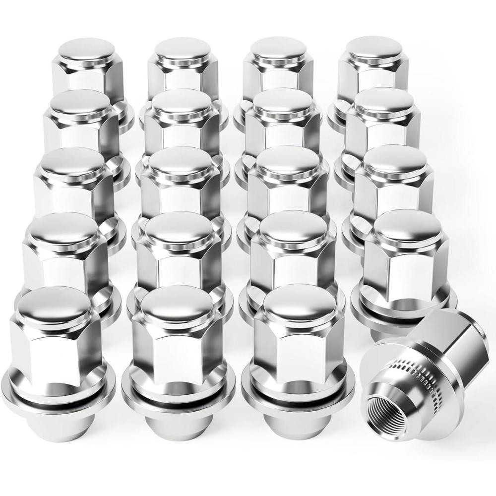 imageOrion Motor Tech 91618 Wheel Lug Nuts 32 Pack Black 916 x 18 Trim Lug Nuts 2 inches Tall Spline Drive Cone Seat Compatible with Dodge 19942011 Ram 2500 3500 Aftermarket Wheel 8x65 5x55Silver