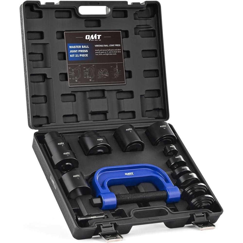 imageOrion Motor Tech Ball Joint Press Kit 21pc Master Ball Joint Removal Tool Upper and Lower Ball Joint Remover with C Frame Heavy Duty Brake Anchor Pin U Joint Ball Joint Press Tool for 2WD 4WD Cars