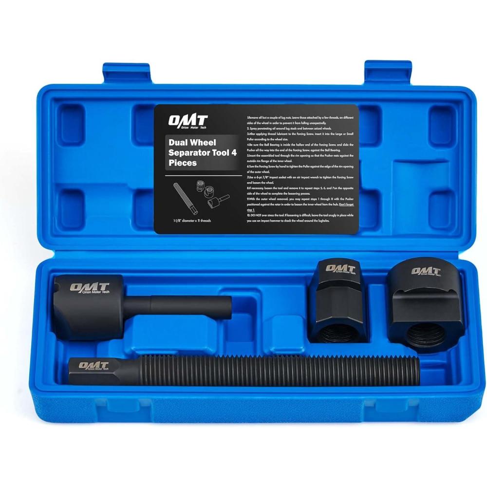 imageOrion Motor Tech Dual Wheel Separator Tool 4Piece Wheel Hub Removal Tool with 11 Threads OnePiece Pusher Dual Wheel Removal Tool Fit for Most Dually Wheels Truck Bus Van Trailer