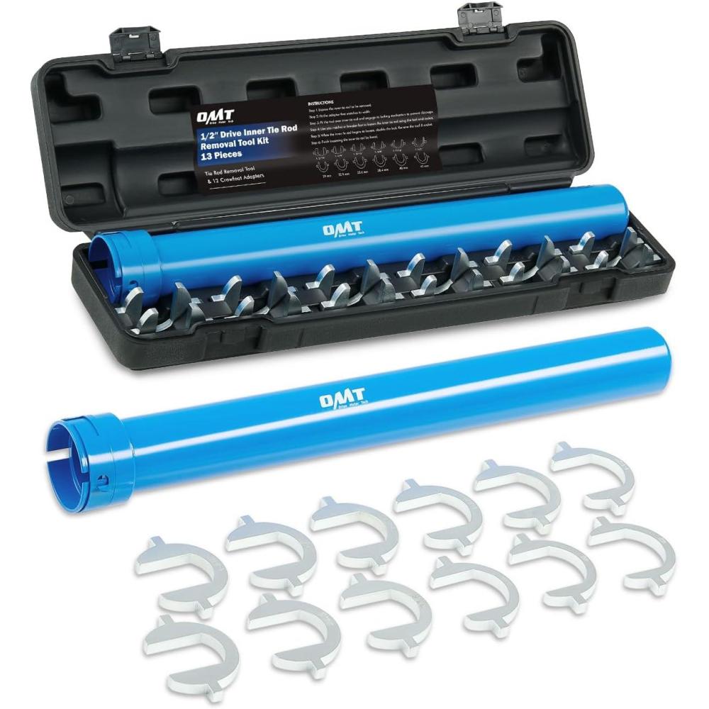 imageOrion Motor Tech Inner Tie Rod Removal Tool Kit Inner Tie Rod Tool for Tie Rod Removal and Installation Master Inner Tie Rod Tool Set with 12 Crowfoot Adapters 12 Inch Drive TubeBlue